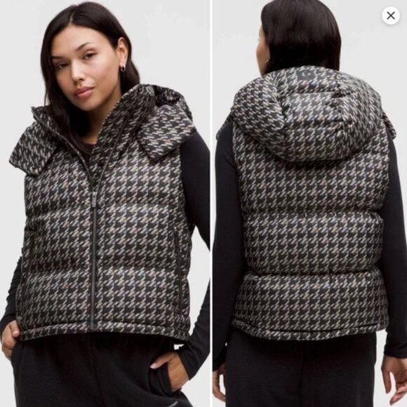 lululemon athletica Jackets & Blazers - NWT Lululemon Wunder Puff 600-Down-Fill Cropped Vest, Houndstooth Brown, size 6